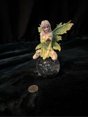Green Fairy Figurine on Glass Orb Bubble